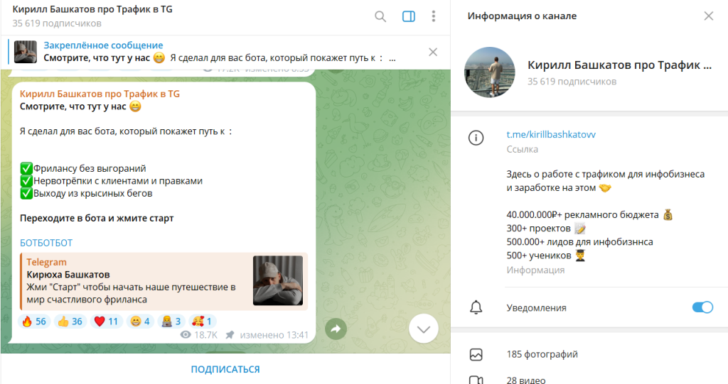 Кирилл Башкатов про Трафик в TG: отзывы про ТГ-канал. Развод или нет?