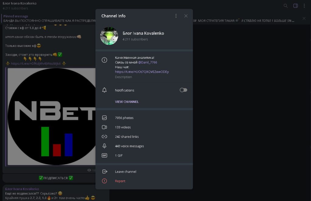 Блог Ivana Коvalenko – отзывы о канале Telegram и каппере